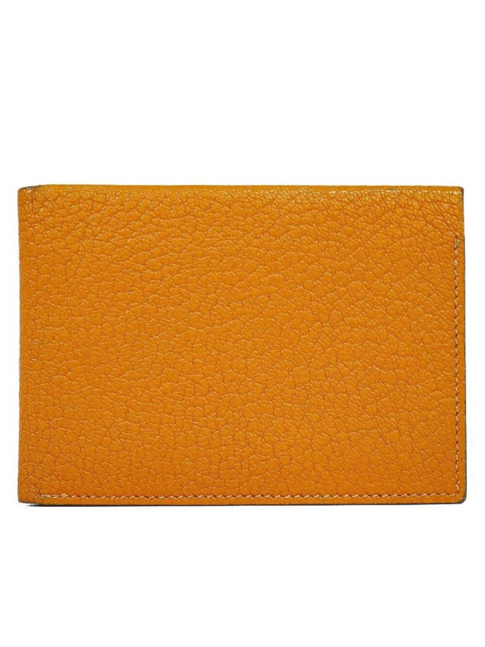 Hermes Leather Bifold Billfold Wallet Compact Orange
